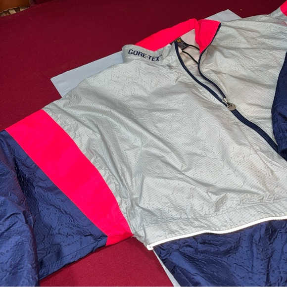 ASICS GoreTex 90s JACKET GRAY blue PINK ZIP UP nylon Windbreaker Golf Rain MEN L - Picture 16 of 16